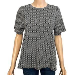 Bogner Womens Geometric Print Tshirt Size 8 Short Sleeve Quick Dry Golf Outdoor